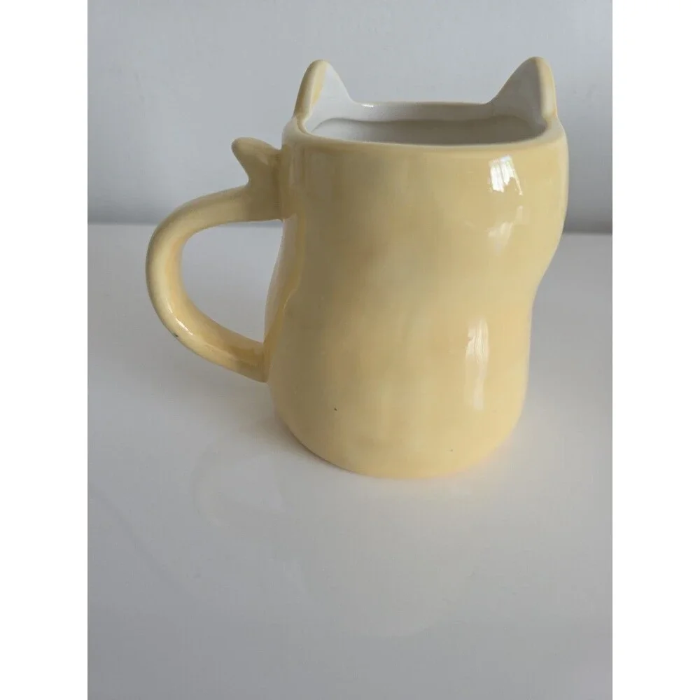 Cat Face Ceramic Mugs Set of 4 10oz Stoneware Coffee‎ Cups 1 Cracked